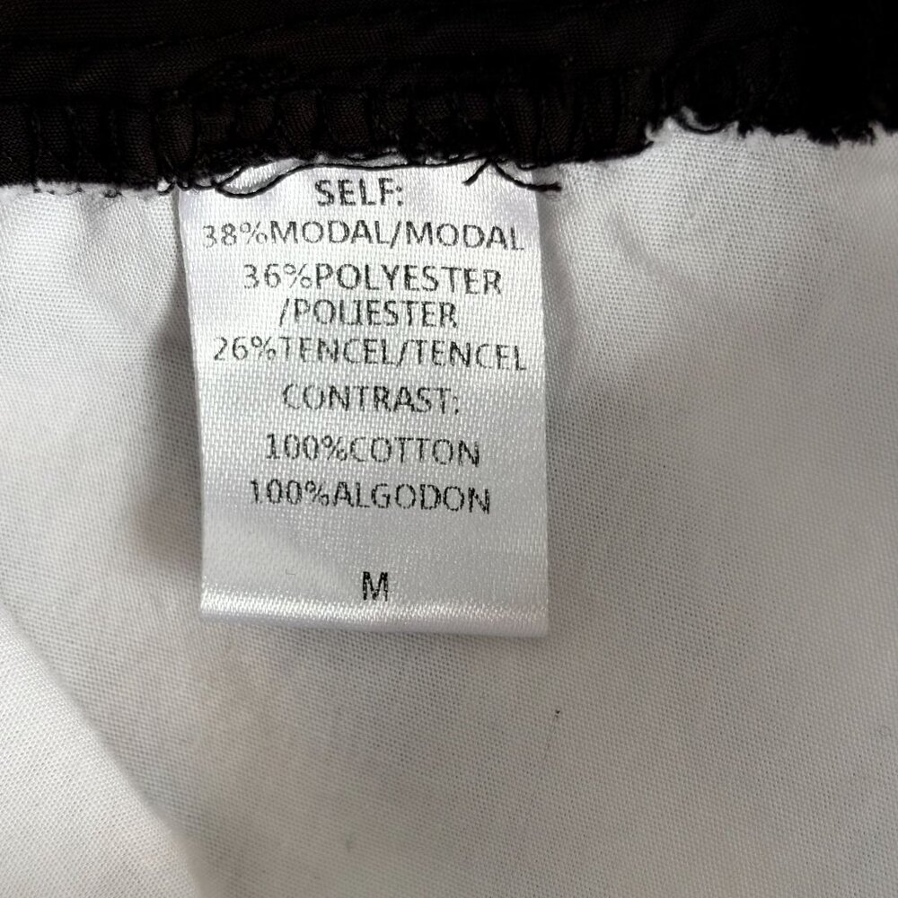 Mod Ref Colorblock Tie Front Top Black White Hi Low Hem Shirt Size Medium - Picture 8 of 8